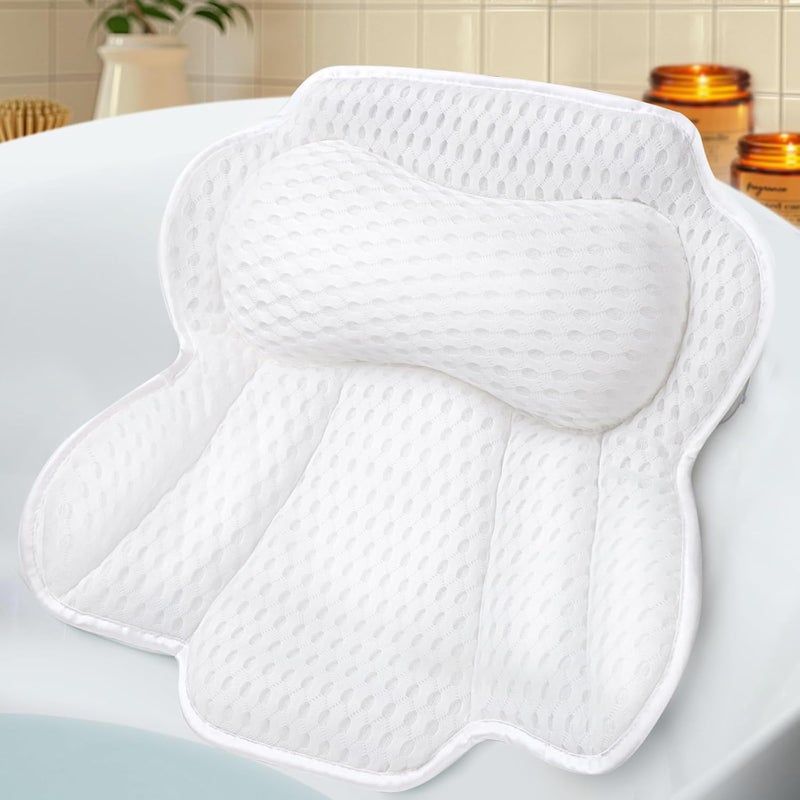 EcoHLL Bath Pillows for Tub, Ergonomic Bathtub Pillow for Head, Neck & Back Support, Soft Spa Cushion Washable with 4D Mesh & Non-Slip Suction Cups, Relaxing Hot Tub Accessories & Spa Gifts for Women and Men - Image 1